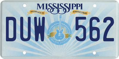 MS license plate DUW562