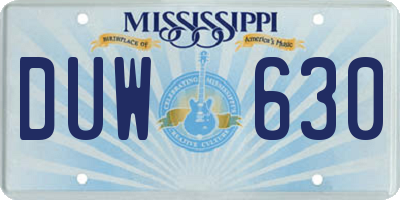 MS license plate DUW630