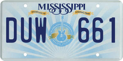 MS license plate DUW661