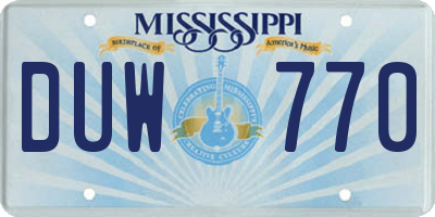 MS license plate DUW770