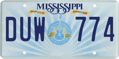 MS license plate DUW774