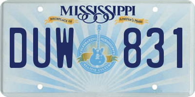 MS license plate DUW831