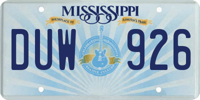 MS license plate DUW926