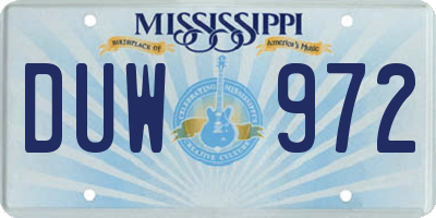 MS license plate DUW972