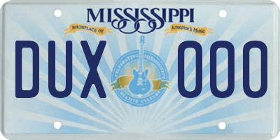 MS license plate DUX000