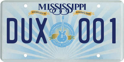 MS license plate DUX001