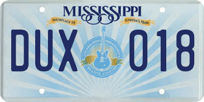 MS license plate DUX018