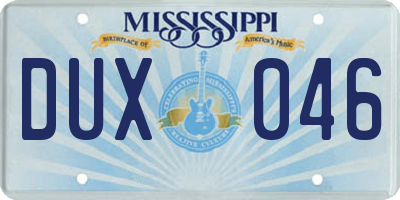 MS license plate DUX046