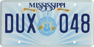 MS license plate DUX048