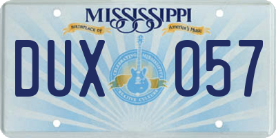 MS license plate DUX057
