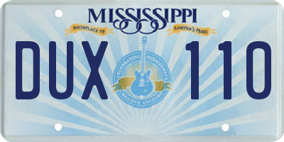 MS license plate DUX110