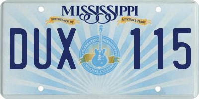 MS license plate DUX115