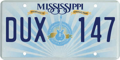 MS license plate DUX147