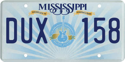 MS license plate DUX158