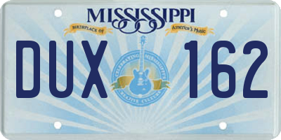 MS license plate DUX162