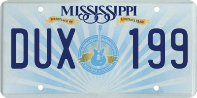 MS license plate DUX199