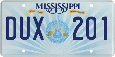 MS license plate DUX201