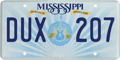 MS license plate DUX207