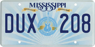 MS license plate DUX208