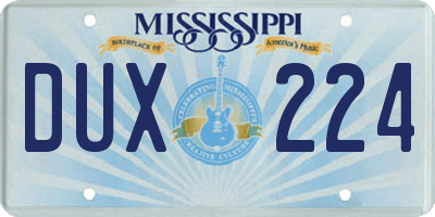 MS license plate DUX224