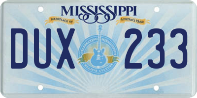 MS license plate DUX233
