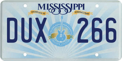 MS license plate DUX266