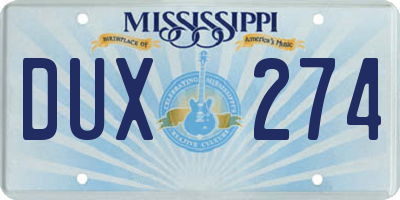MS license plate DUX274