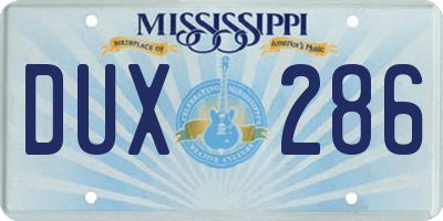 MS license plate DUX286