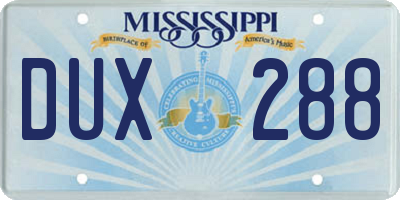 MS license plate DUX288