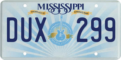 MS license plate DUX299
