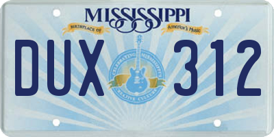 MS license plate DUX312