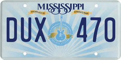 MS license plate DUX470