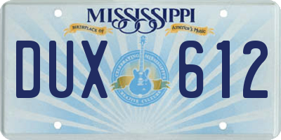 MS license plate DUX612