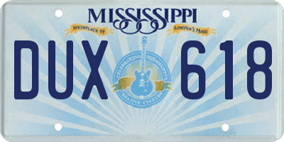 MS license plate DUX618