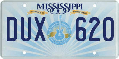 MS license plate DUX620