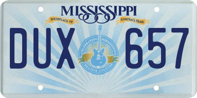 MS license plate DUX657