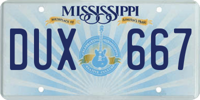 MS license plate DUX667
