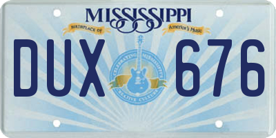 MS license plate DUX676
