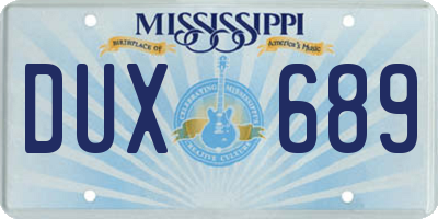MS license plate DUX689