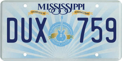 MS license plate DUX759