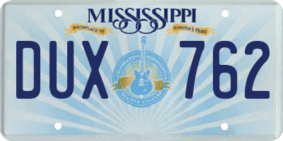 MS license plate DUX762