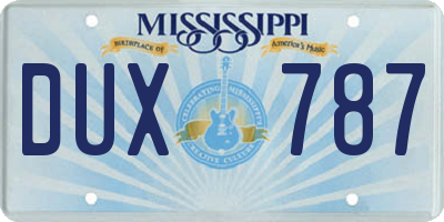 MS license plate DUX787