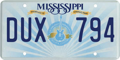MS license plate DUX794