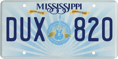 MS license plate DUX820