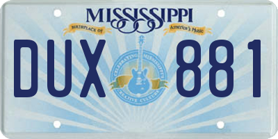 MS license plate DUX881