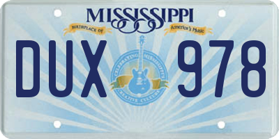 MS license plate DUX978