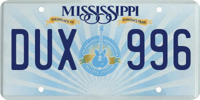 MS license plate DUX996
