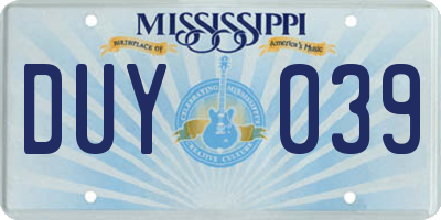 MS license plate DUY039