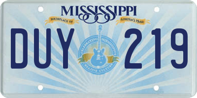MS license plate DUY219