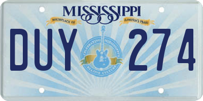 MS license plate DUY274
